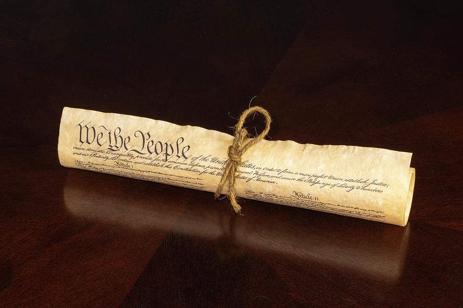 The U S Constitution rolled tied with a cord displaying We The P #1 Photograph by Jack R Perry