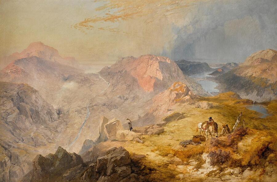Horse Painting - The Vales Of Ennerdale And Buttermere With Their Lakes And Those Of Crummock And Loweswater  #1 by James Baker Pyne English