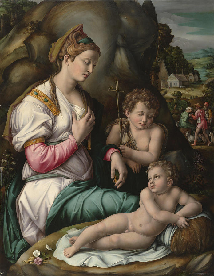 Francesco Painting - The Virgin and Child with Young Saint John the Baptist  #1 by Francesco Bacchiacca