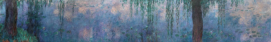 Claude Monet Painting - The Water Lilies, Morning with Willows #1 by Claude Monet