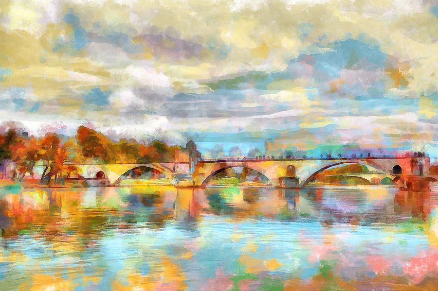 The world-famous bridge of Avignon #2 Digital Art by Gina Koch