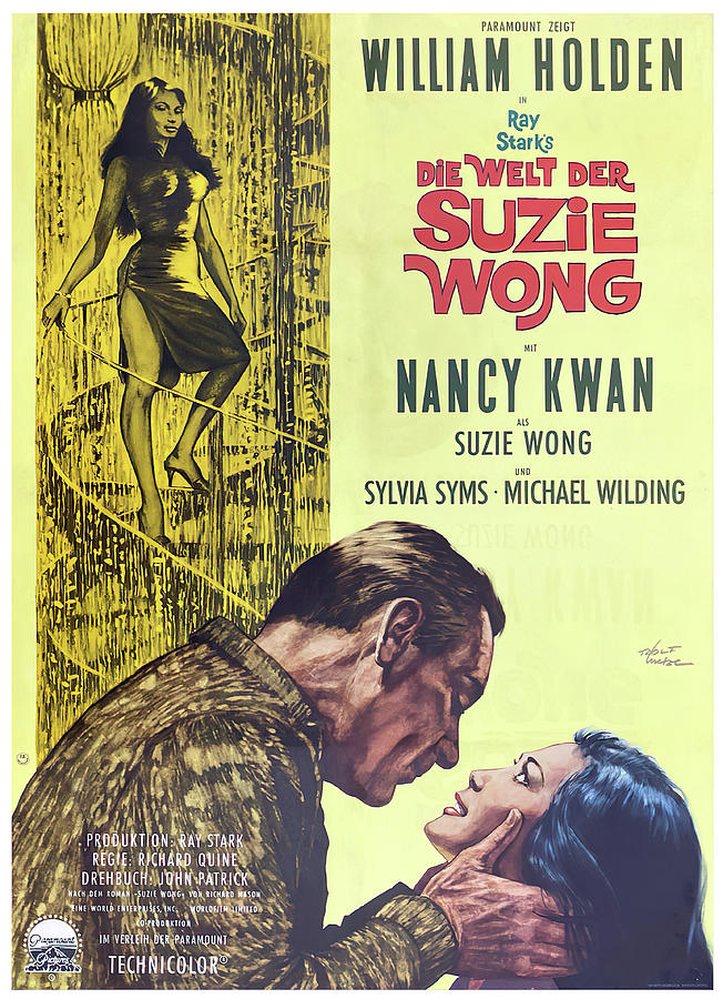 William Holden Mixed Media - The World of Suzie Wong, 1960 - art by Rolf Goetze by Movie World Posters
