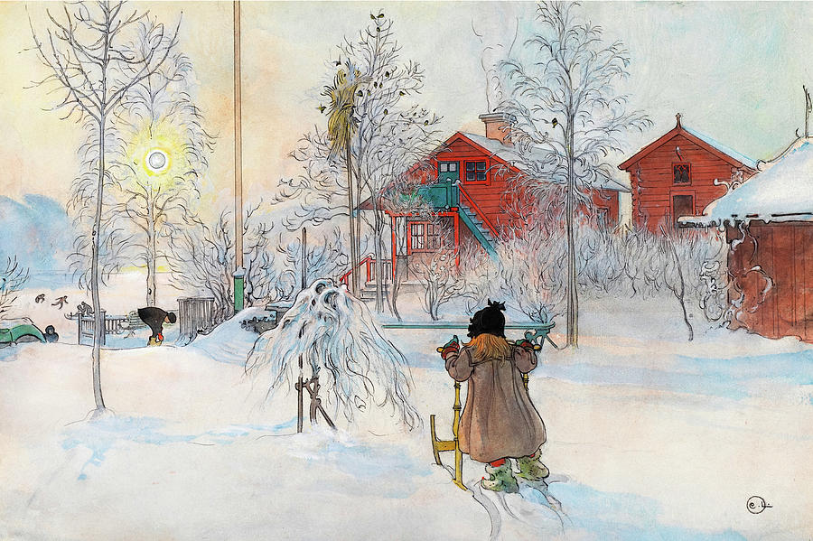 The Yard and Washhouse, 1895 Painting by Carl Larsson