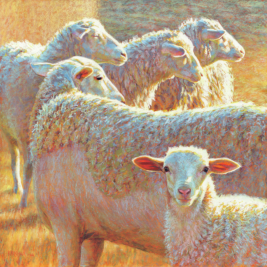Sheep Pastel - They dont see what she sees #1 by Rita Kirkman