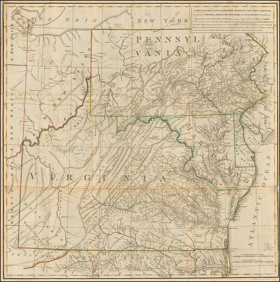 Thomas Jefferson, Notes On The State Of Virginia  A Map Of The Country Between Albemarle Sound, And Drawing