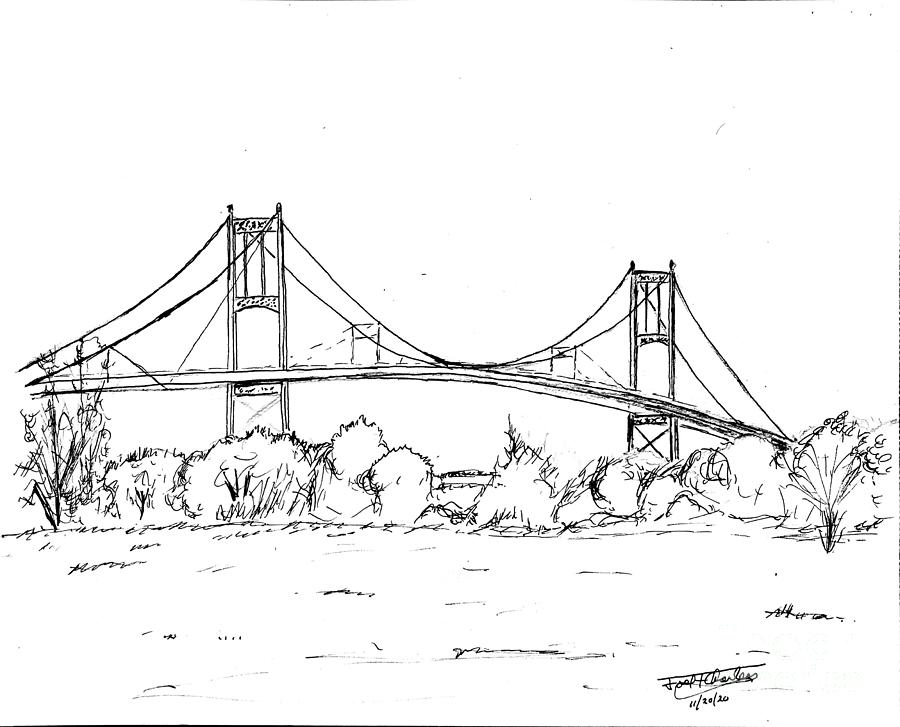 Thousand Islands Bridge, American Span #1 Drawing by Joel Charles