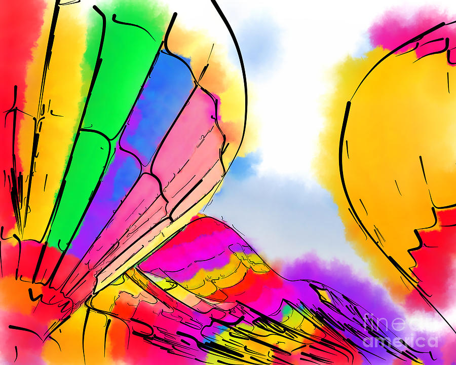 Hot-air Digital Art - Three Balloons by Kirt Tisdale