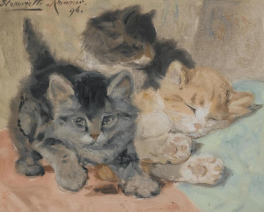 Three Kittens Drawing By Henriette Ronner Knip Dutch Pixels