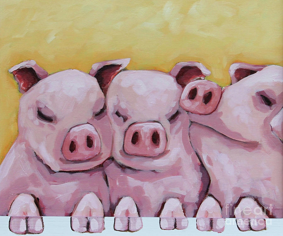 Three little Pigs #1 Painting by Lucia Stewart