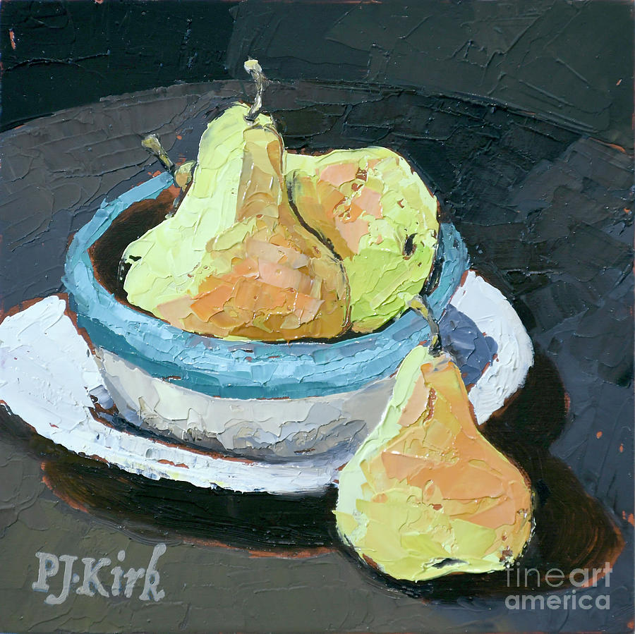 Three Pears Painting by PJ Kirk
