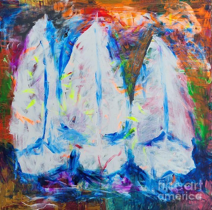 Three Sailboats #1 Painting by Mark SanSouci