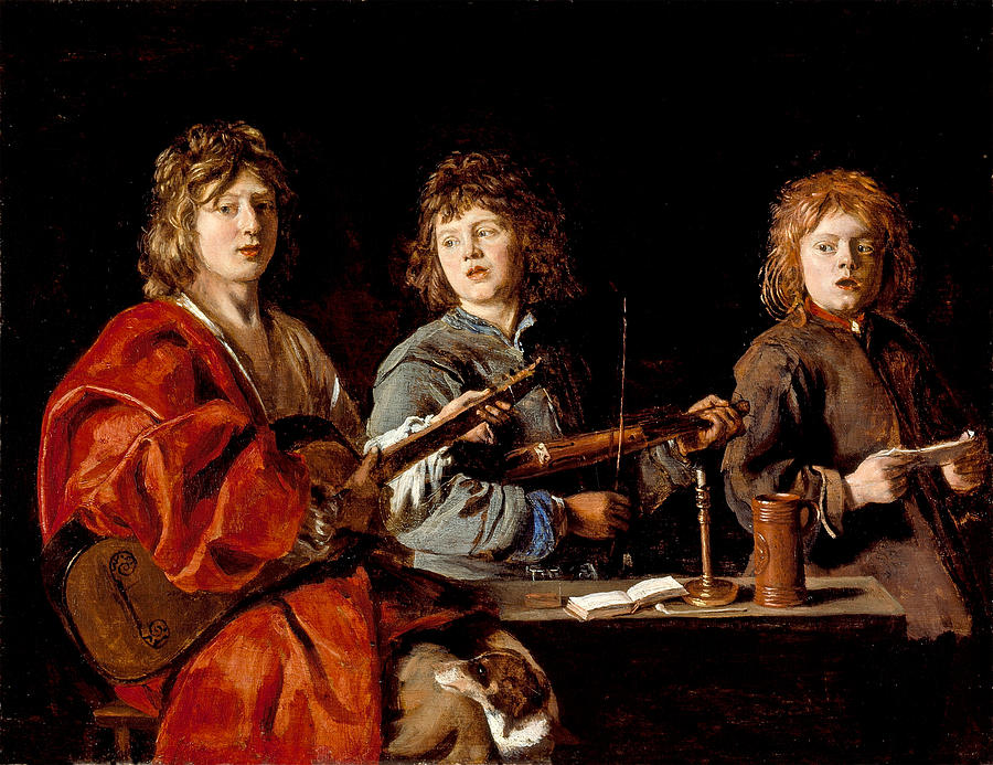 Three Young Musicians  #3 Painting by Antoine Le Nain