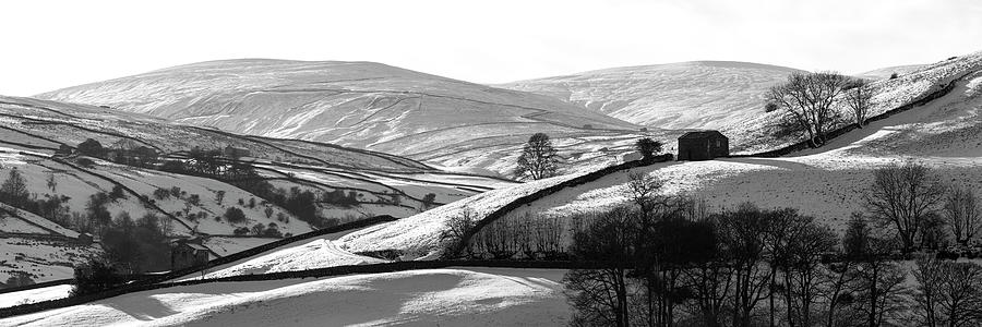 Thwaite in winter Swaledale Yorkshire Dales black and white #1 Photograph by Sonny Ryse