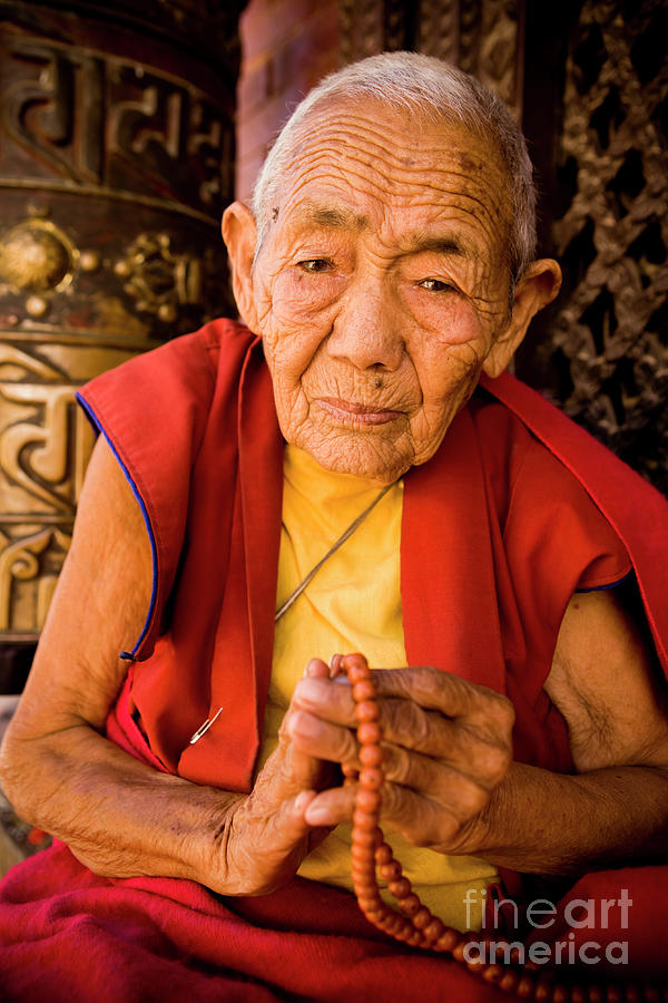 Tibetan monk prayer beads boudhanath stupa Nepal Photograph by Kevin ...