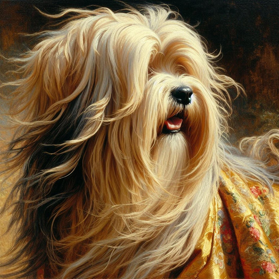 Tibetan Terrier Head Study  #2 Digital Art by Janice MacLellan