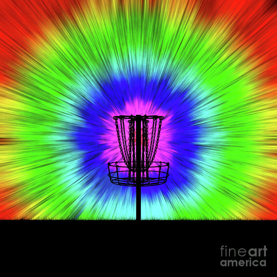 Tie Dye Disc Golf Basket Digital Art by Phil Perkins
