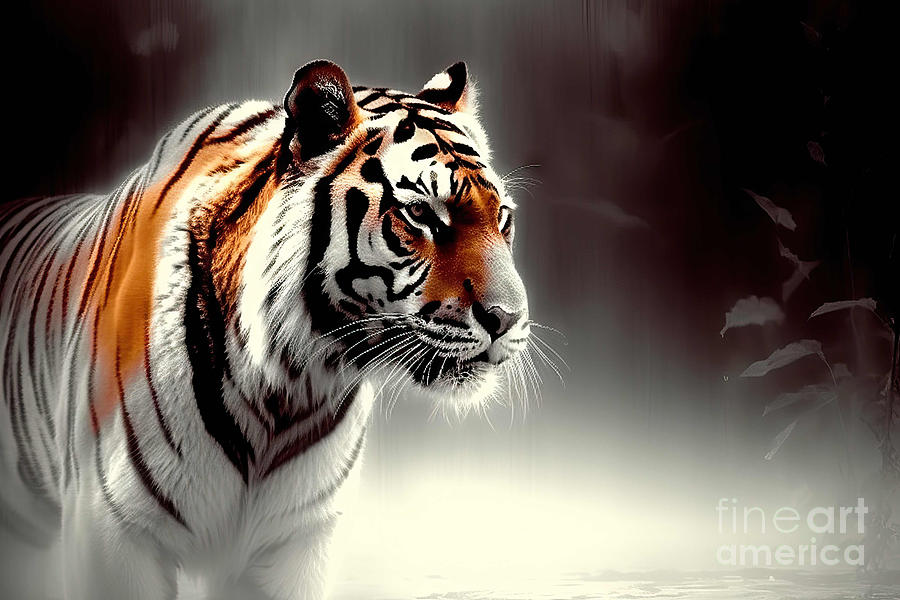 Wildlife Painting - Tiger art background, #1 by N Akkash