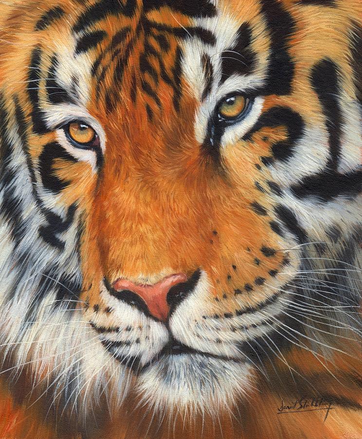 Tiger Portrait #1 Painting by David Stribbling