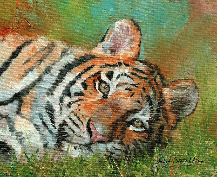 Tiger Repose #1 Painting by David Stribbling