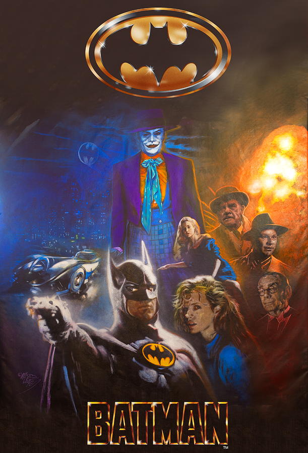 Tim Burton Batman 1989 Michael Keaton and Jack Nicholson #1 Painting by Michael Andrew Law Cheuk Yui