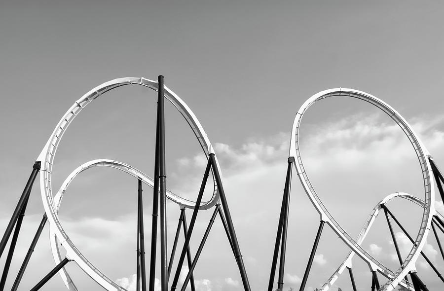 Time Machine Roller Coaster BW #1 Photograph by Bob Pardue