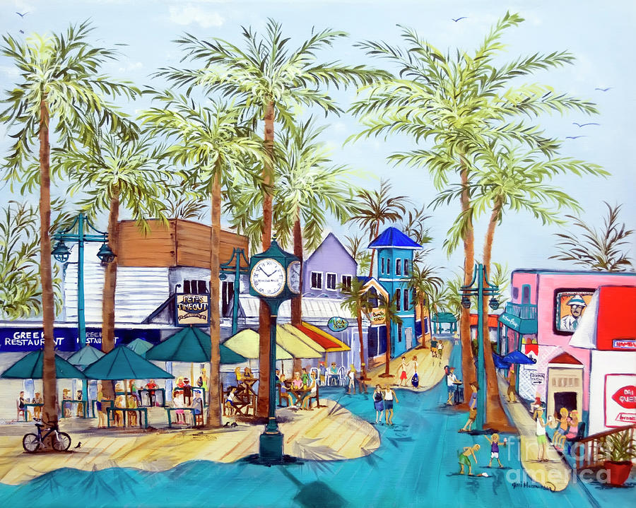 Key Painting - Times Square Fort Myers Beach by Joni Hermansen