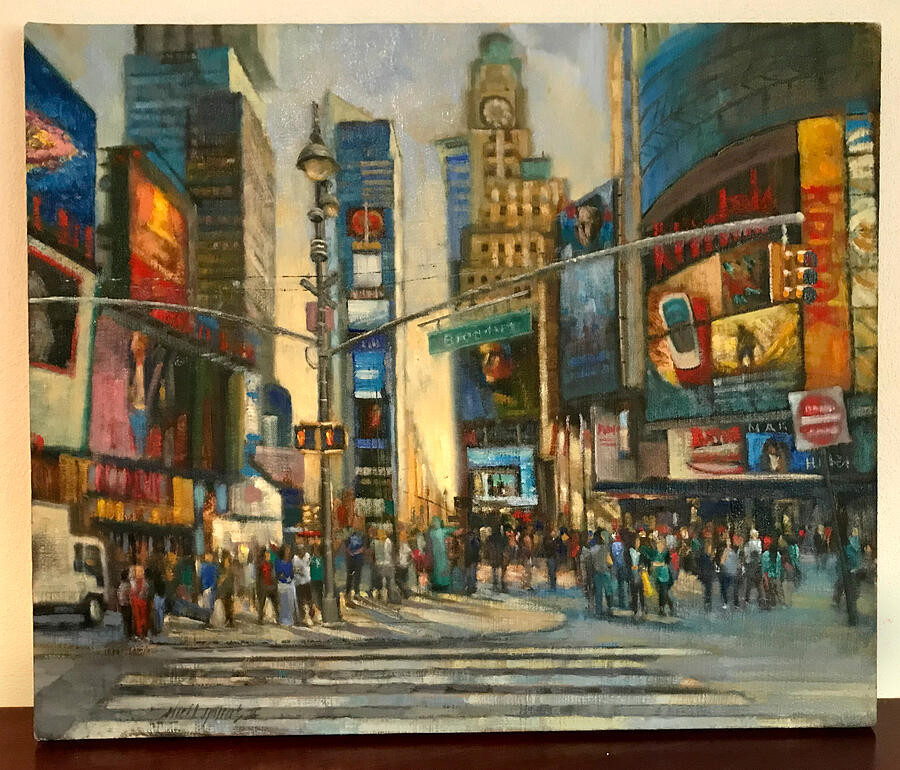 Skyscraper Painting - Times Square New York City #1 by Hall Groat II