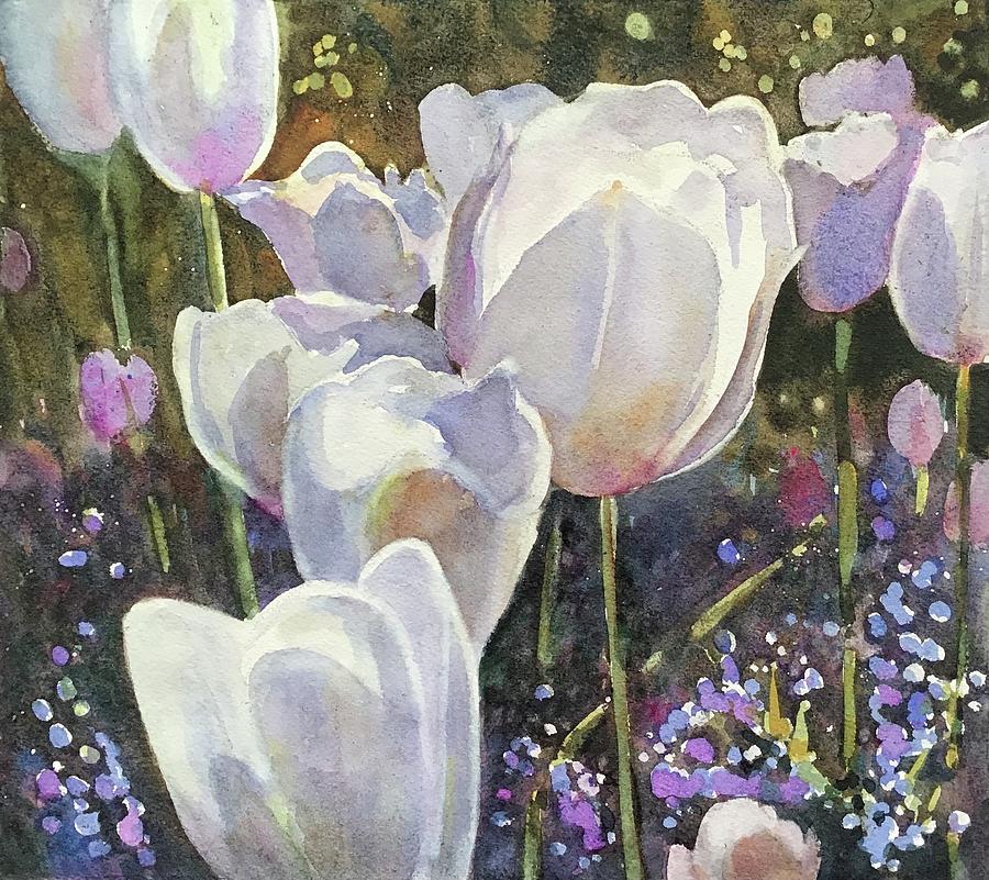 Tip Toe thru the Tulips #1 Painting by Judith Levins