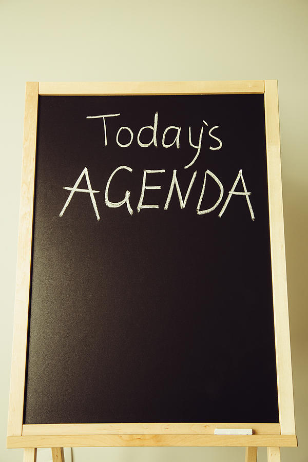 Todayu2019s Agenda Handwritten on Blackboard #1 Photograph by Iuliia Bondar
