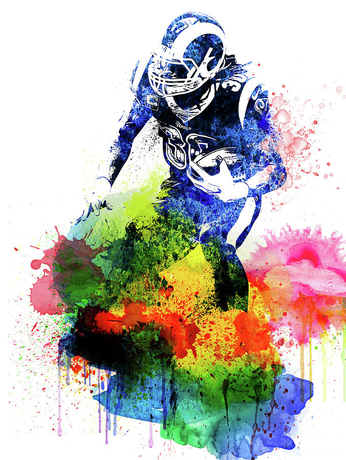 Football Mixed Media - Todd Gurley Watercolor #1 by Naxart Studio