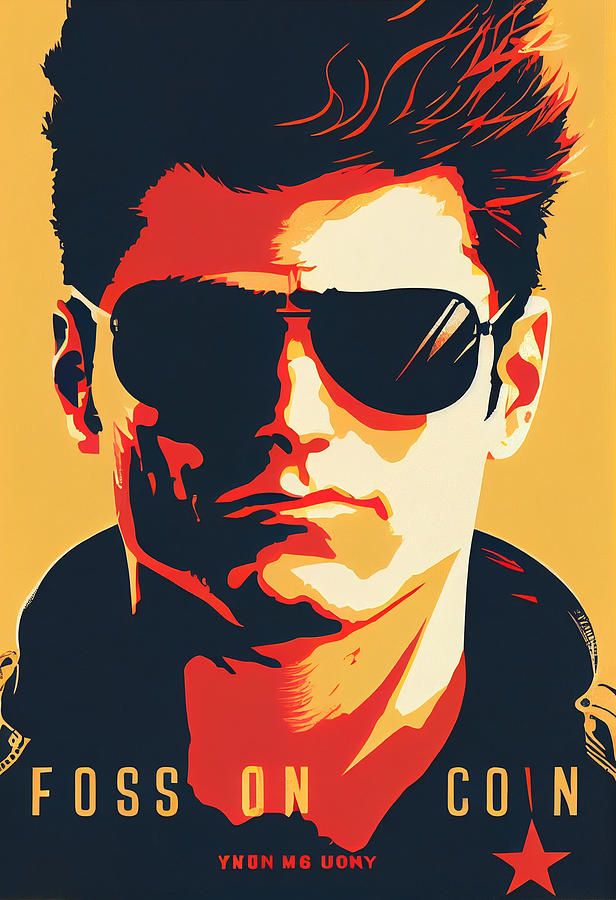 Fantasy Digital Art - TOP  GUN    Minimalistic  movie  poster  oil  painting  by Asar Studios #1 by Celestial Images