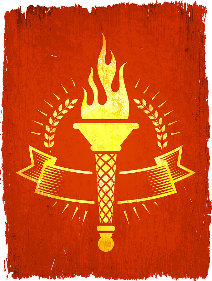 Torch Badge on royalty free vector Background #1 Drawing by Bubaone