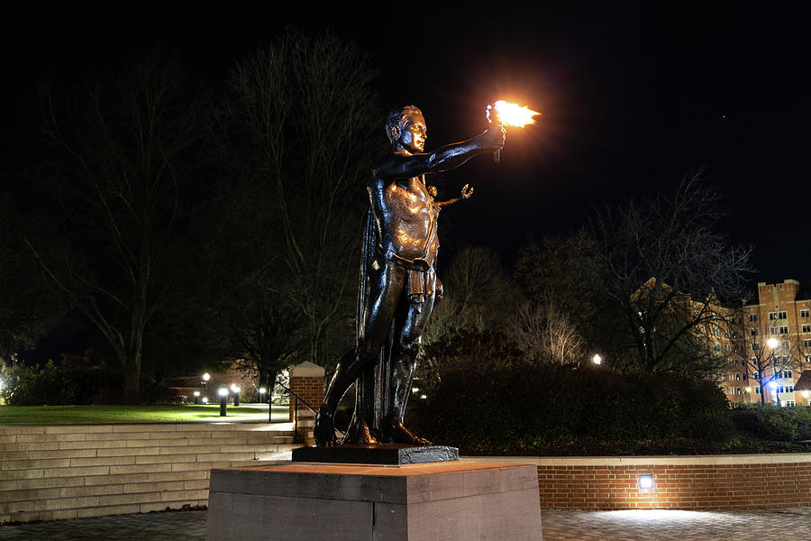  Torchbearer statue at the University of Tennessee at night Photograph by Eldon McGraw