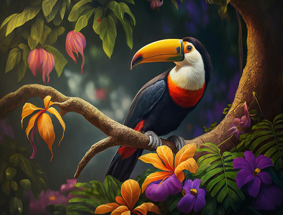 Toucan in rainforest Digital Art by Karen Foley - Fine Art America