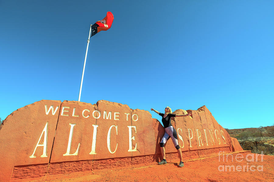 Tourist woman at Alice Springs #1 Photograph by Benny Marty