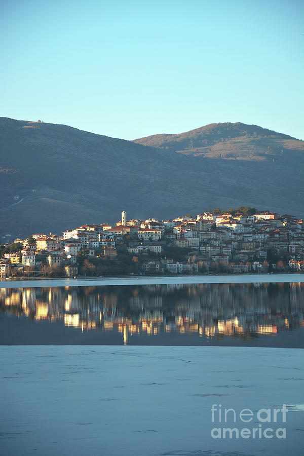 Town With Half Frozen Lake At Afternoon Photograph