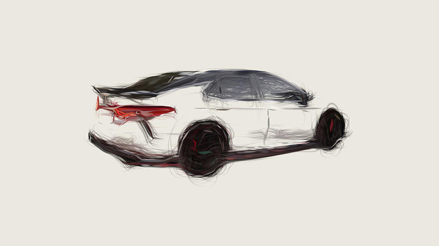 Toyota Camry TRD Car Drawing #1 Digital Art by CarsToon Concept