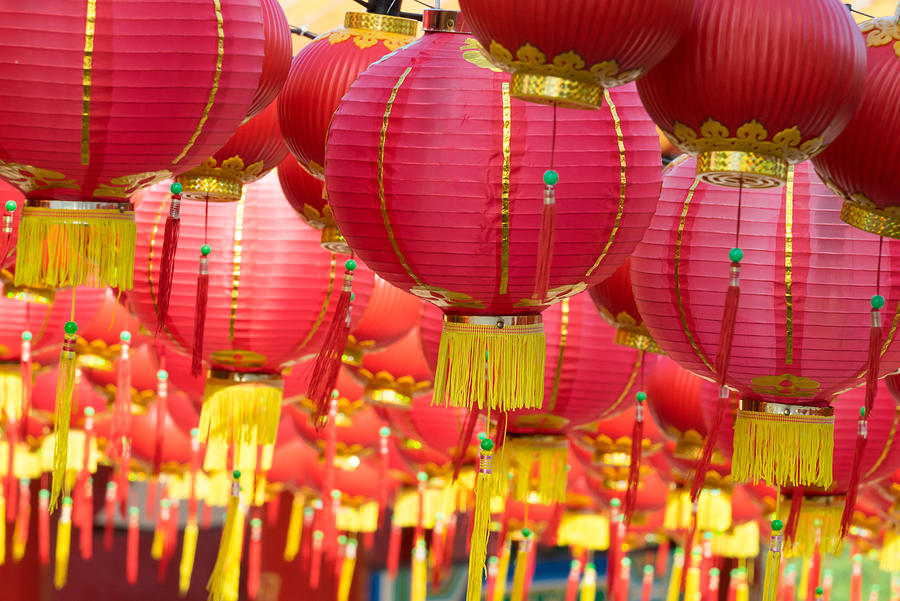 Traditional Chinese lanterns display during Chinese new year festival #1 Photograph by Shaifulzamri