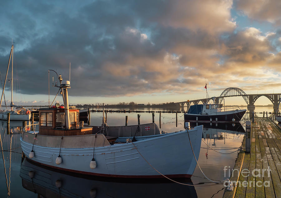 Traditional Danish cutter in Kalvehave harbor, Denmark Photograph by ...