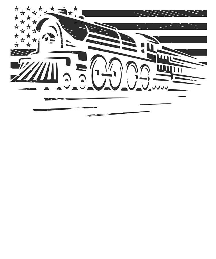 Train Digital Art - Train Patriotic American Railroad Model Trains Enthusiast  #1 by Toms Tee Store