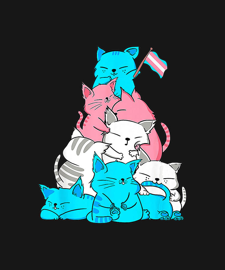 Transgender Pride Cat Lgbt Trans Flag Cute Cats Pile Kawaii Drawing By Dhbubble Fine Art America 0575