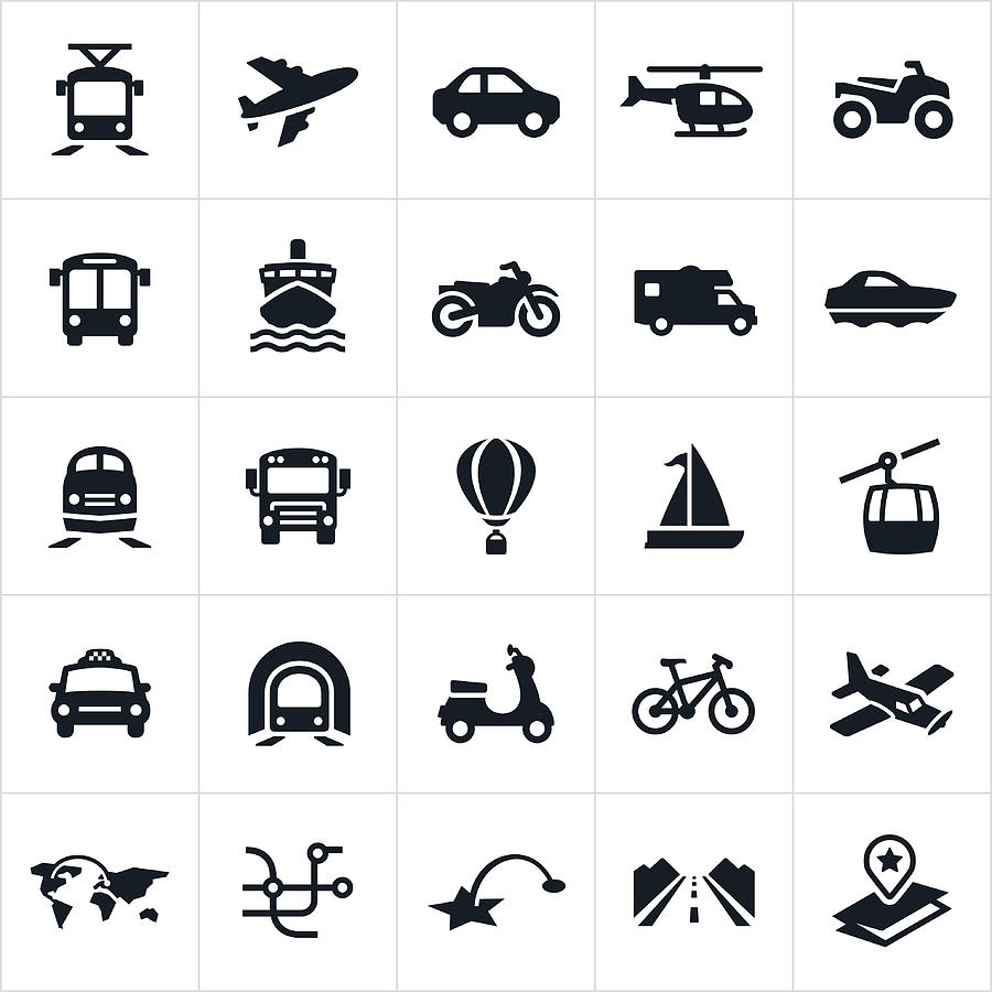 Transportation Icons #1 Drawing by Appleuzr