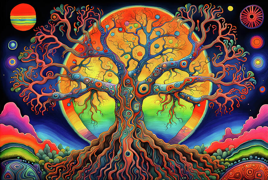 Tree Of Life In Colorful Trippy Vibrant Abstract Style - Large #1 ...