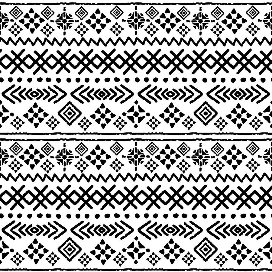 Tribal Art Boho Seamless Pattern Drawing