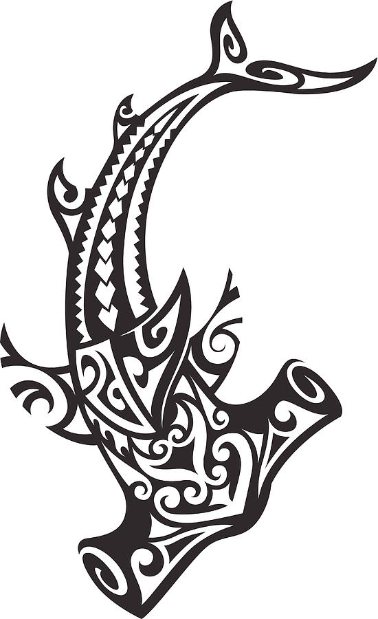 Tribal Hammerhead Shark #1 Drawing by 1ndependent
