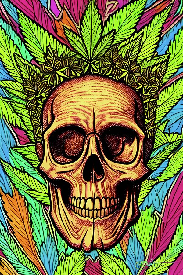 Trippy Cannabis Comic Skulls 37 Digital Art by Benito Del Ray - Fine ...