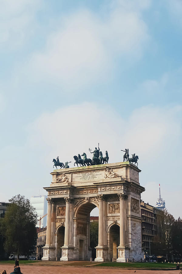 Triumphal Arch Called Arco Della Pace Means The Arch Of Peace In Photograph