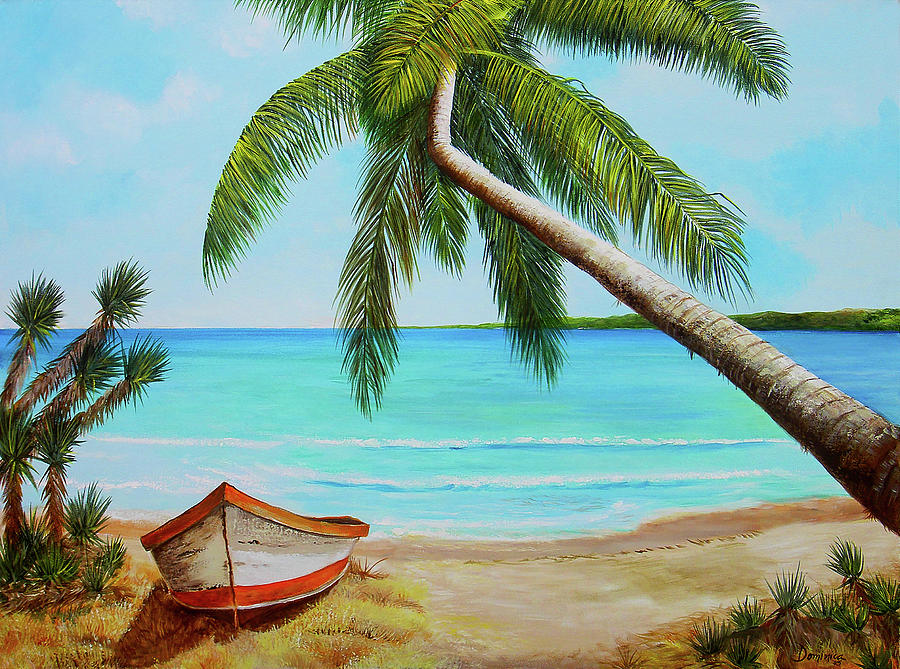 Palm Trees Oilpaintingbeach Beach Scene Painting Painting Canvas | My ...