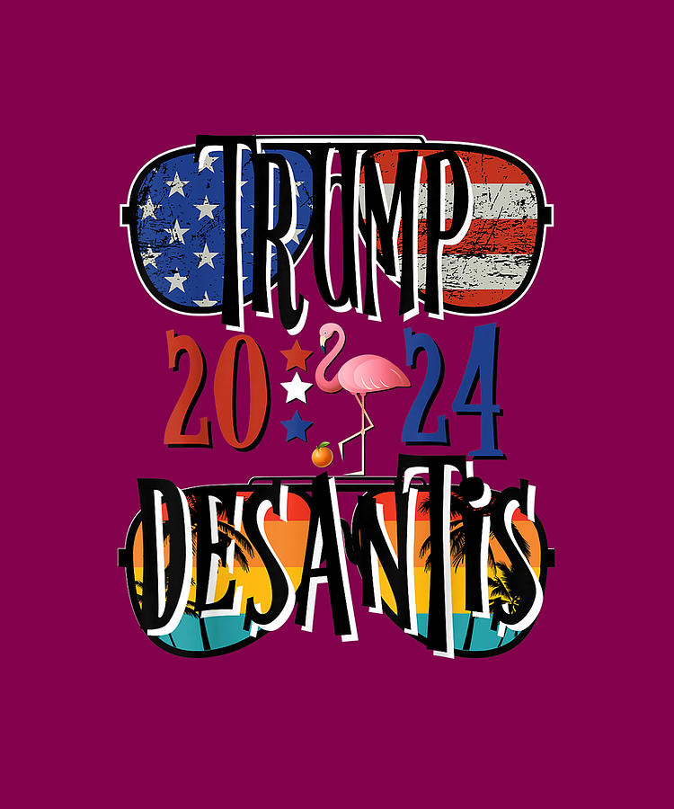 Trump Desantis 2024 Election American Flag Flamingo Stars Drawing by