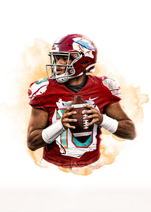 Tua Tagovailoa Miami Dolphins Alabama Crimson Tide Digital Art by Yoyo Di